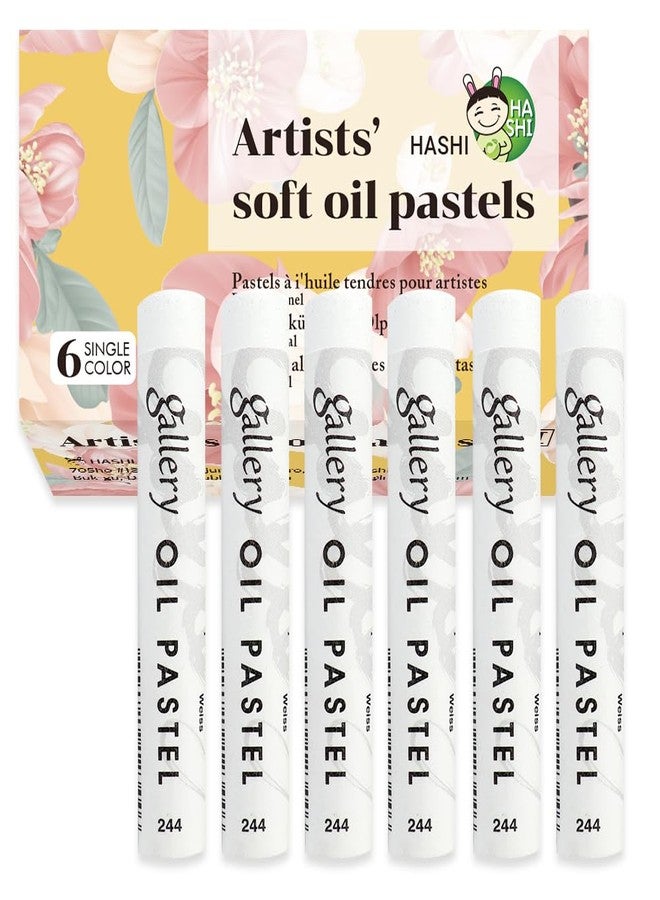 Hashi HA SHI Professional White Oil Pastels, 6 Sticks, Soft Art Supplies for Artists, Creamy Texture for Blending, Non-Toxic Drawing Media for Adults - Image 1