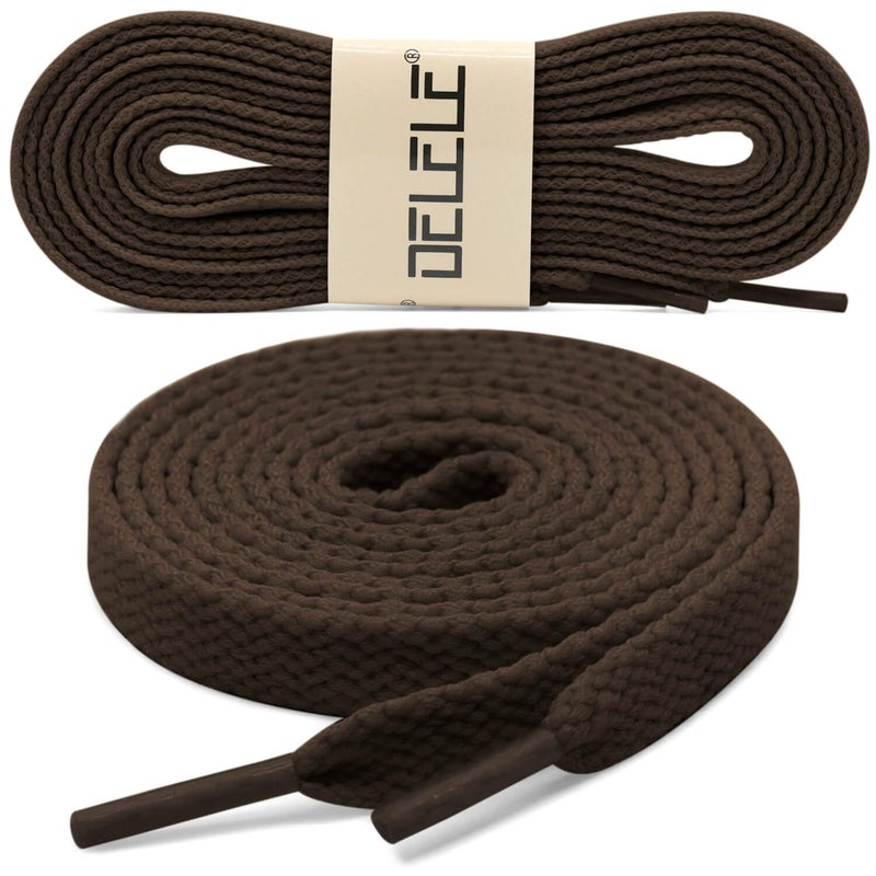 DELELE 2 Pair 51 inch Flat Shoe laces 5/16" Wide Shoelaces for Athletic Running Sneakers Shoes Boot Strings Brown - Image 2