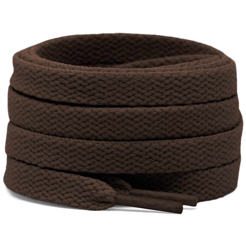 DELELE 2 Pair 51 inch Flat Shoe laces 5/16" Wide Shoelaces for Athletic Running Sneakers Shoes Boot Strings Brown - Image 1
