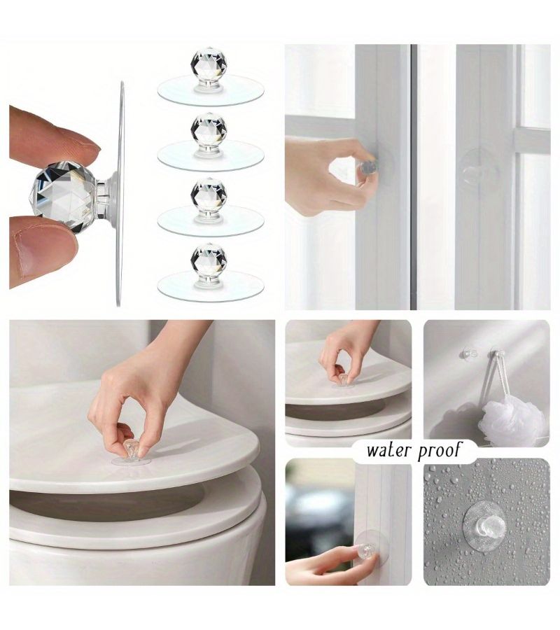 3pcs Transparent Self Adhesive Cabinet Drawer Door Handles With Hooks - Image 5