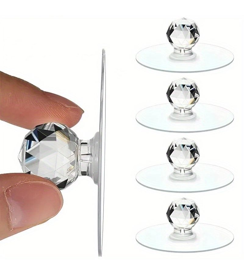 3pcs Transparent Self Adhesive Cabinet Drawer Door Handles With Hooks - Image 2