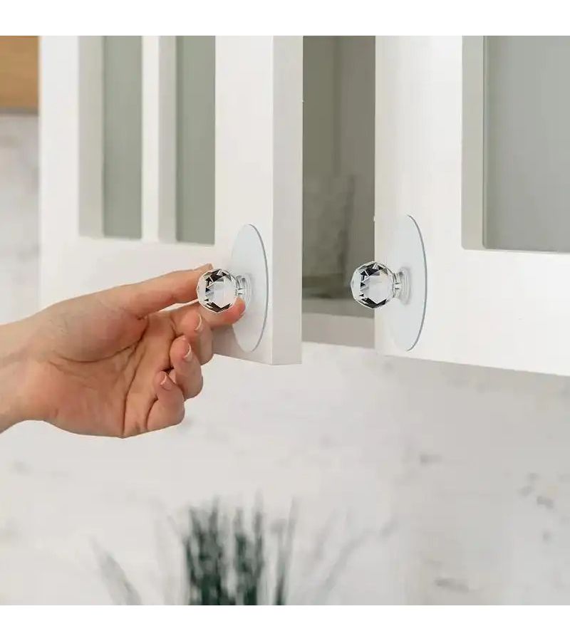 3pcs Transparent Self Adhesive Cabinet Drawer Door Handles With Hooks - Image 3