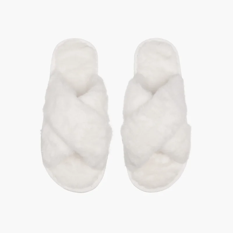 سبلاش فيڤ Cross Strap Faux Fur Bedroom Slippers