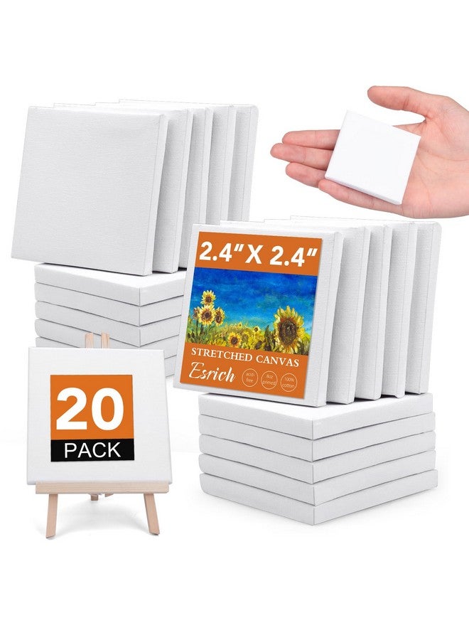 ESRICH Mini Stretched Canvas 20Pack 2.4X2.4Inch 2/5''Profile Art Primed Canvases For Painting Cotton Small Professional Stretched Canvas For Kids And Art Supplies. - Image 1