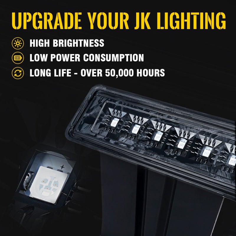 Xprite LED Third Brake Lights w/Smoke Lens High Mount Stop 3rd Tail Light Compatible with 2007-2018 Jeep Wrangler JK - Image 2