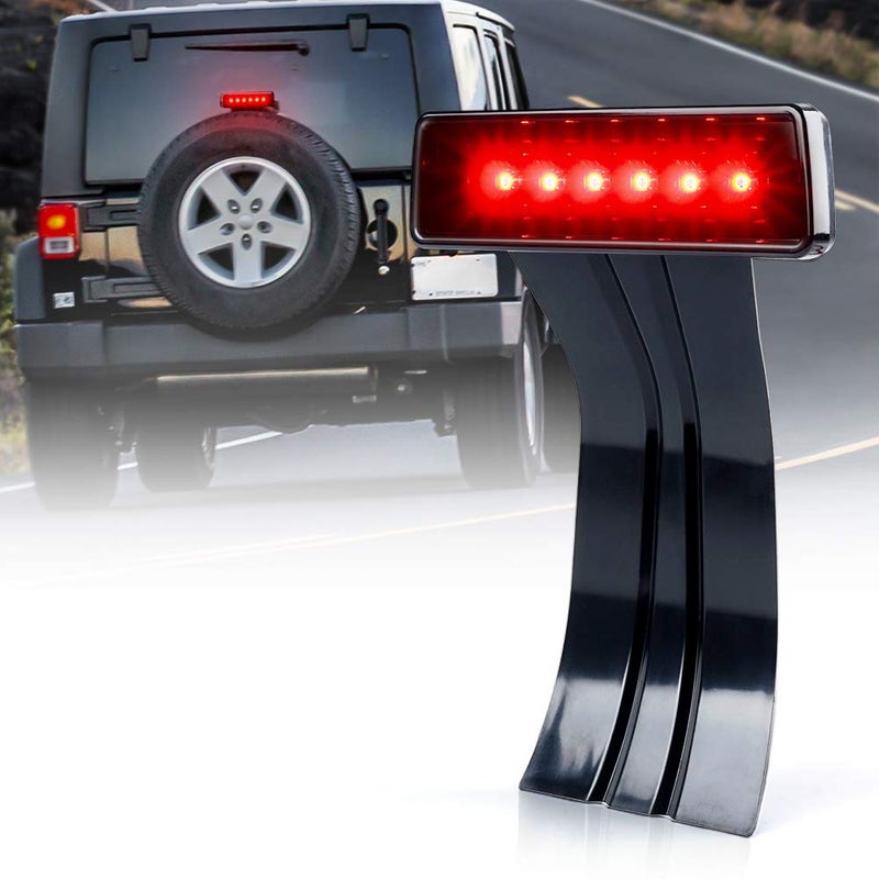 Xprite LED Third Brake Lights w/Smoke Lens High Mount Stop 3rd Tail Light Compatible with 2007-2018 Jeep Wrangler JK - Image 1