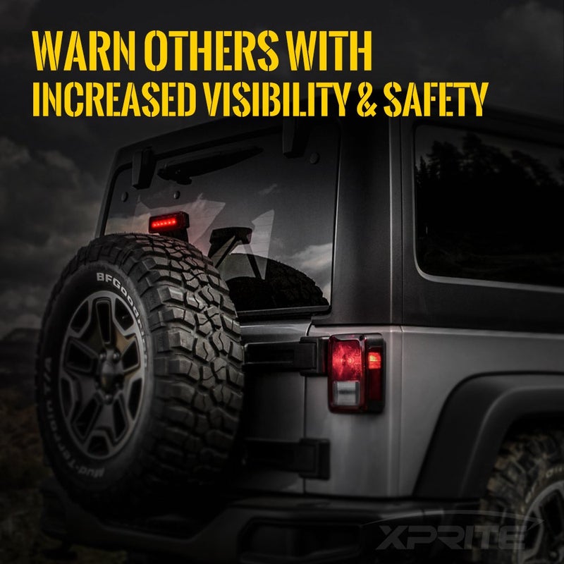 Xprite LED Third Brake Lights w/Smoke Lens High Mount Stop 3rd Tail Light Compatible with 2007-2018 Jeep Wrangler JK - Image 4