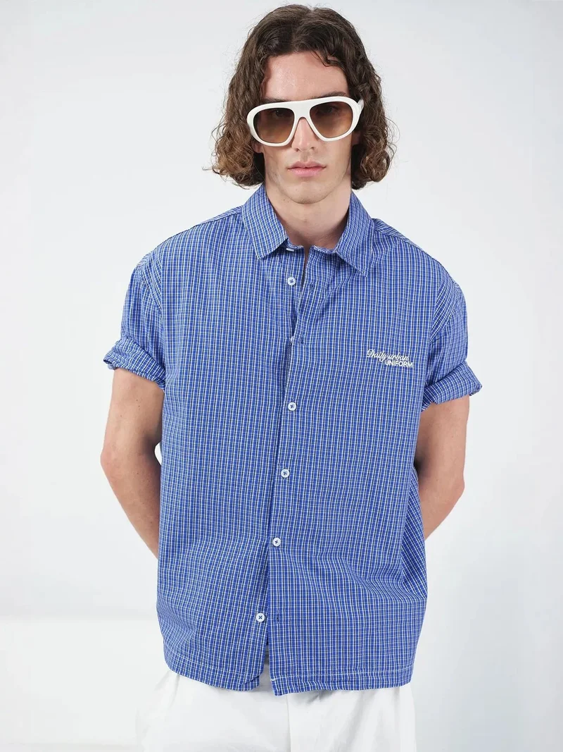 جيستو GIESTO Casual Plaid Button-Up Short Sleeve Shirt