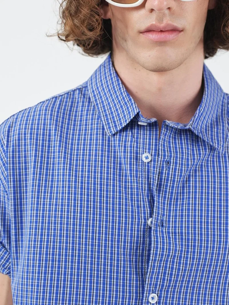جيستو GIESTO Casual Plaid Button-Up Short Sleeve Shirt
