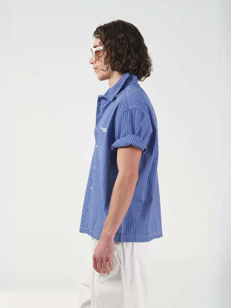 Giesto Moroccan Blue GIESTO Casual Plaid Button-Up Short Sleeve Shirt for Men | Best Price UAE