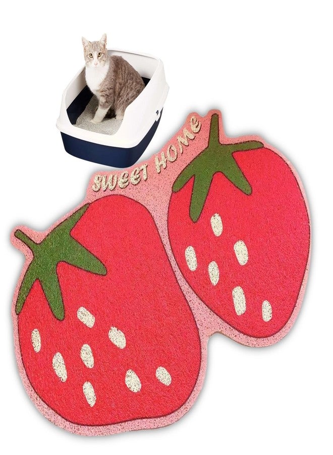ناروت سجادة فضلات لطيفة، سجادة مرنة مقاومة للانزلاق على شكل فاكهة، سجادة لحجز فضلات القطط، سجادة لصندوق فضلات القطط، سجادة لصندوق فضلات القطط لالتقاط طعام القطط وحماية الأرضية - 15.7 × 23.6 بوصة - Image 1