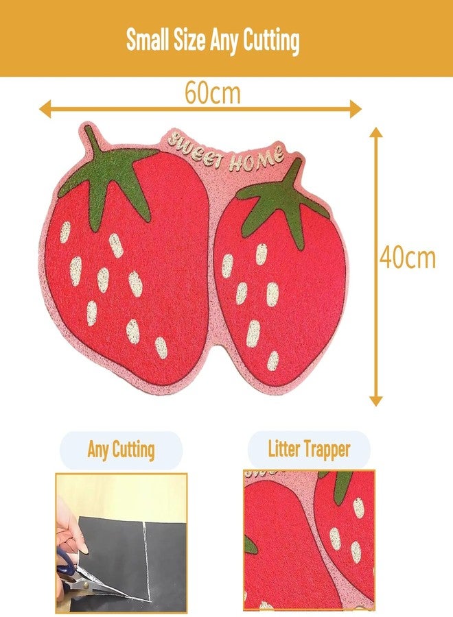 ناروت سجادة فضلات لطيفة، سجادة مرنة مقاومة للانزلاق على شكل فاكهة، سجادة لحجز فضلات القطط، سجادة لصندوق فضلات القطط، سجادة لصندوق فضلات القطط لالتقاط طعام القطط وحماية الأرضية - 15.7 × 23.6 بوصة - Image 4