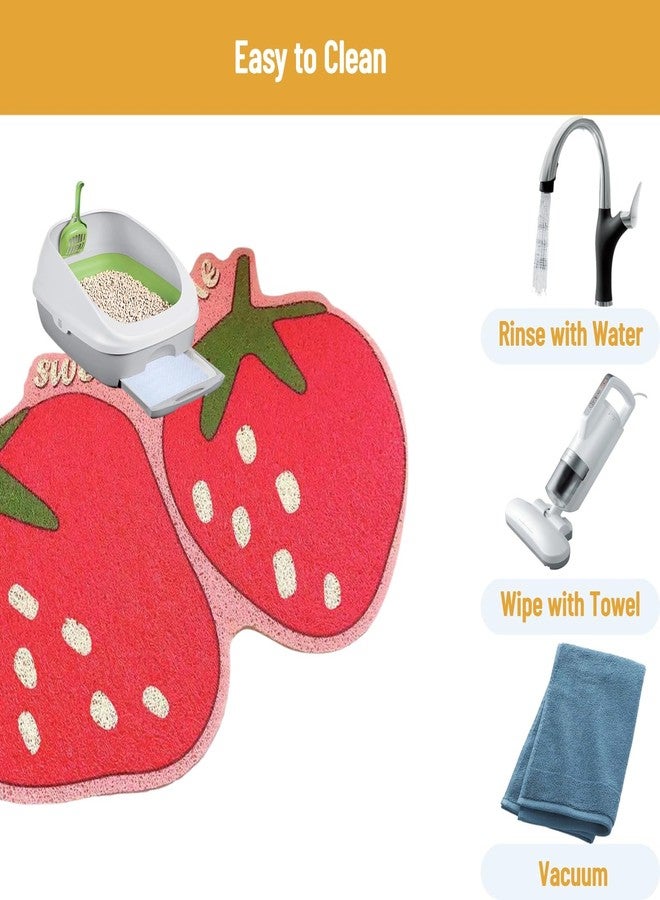 ناروت سجادة فضلات لطيفة، سجادة مرنة مقاومة للانزلاق على شكل فاكهة، سجادة لحجز فضلات القطط، سجادة لصندوق فضلات القطط، سجادة لصندوق فضلات القطط لالتقاط طعام القطط وحماية الأرضية - 15.7 × 23.6 بوصة - Image 5