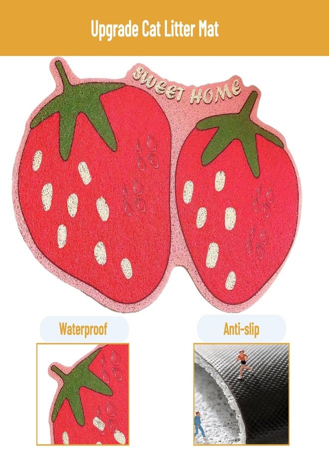 ناروت سجادة فضلات لطيفة، سجادة مرنة مقاومة للانزلاق على شكل فاكهة، سجادة لحجز فضلات القطط، سجادة لصندوق فضلات القطط، سجادة لصندوق فضلات القطط لالتقاط طعام القطط وحماية الأرضية - 15.7 × 23.6 بوصة - Image 2