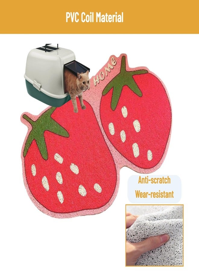 ناروت سجادة فضلات لطيفة، سجادة مرنة مقاومة للانزلاق على شكل فاكهة، سجادة لحجز فضلات القطط، سجادة لصندوق فضلات القطط، سجادة لصندوق فضلات القطط لالتقاط طعام القطط وحماية الأرضية - 15.7 × 23.6 بوصة - Image 3