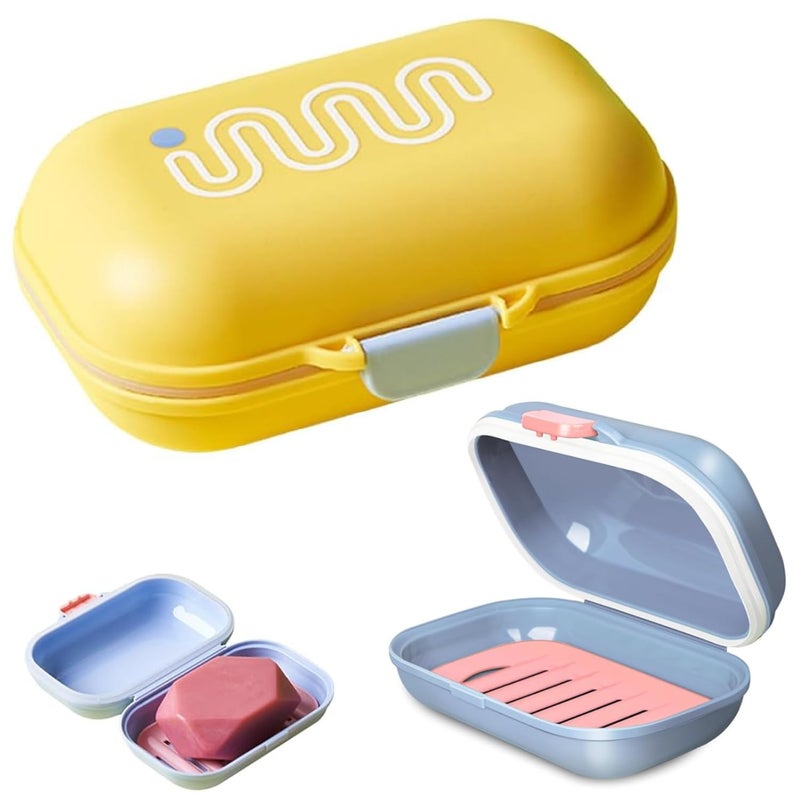 Prostuff.in® Portable Leak-Proof Travel Soap Dish Containers with Lid Drain Waterproof Strainer for Bathroom, Shower, Gym, School, Camping, Vacation, Outdoor, Travel Essentials Multicolor 1 Pcs - Image 1