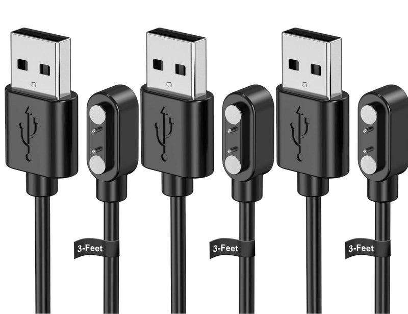 Ancable Smart Watch Charger for Letsfit Willful YAMAY VeryFitPro 3Pack 33Feet Replacement Magnetic Watch USB Charging Cable Cord for SW021 SW023 Letsfit ID205L ID205U ID205S SW025 Uwatch 3S 3 2 2S - Image 3