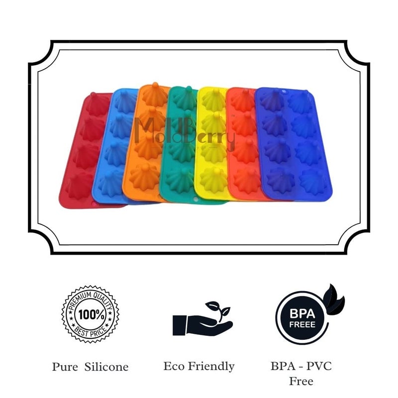 MoldBerry Modak Mould 13 8 Cavity Small Big Modak Shape Chocolate Silicone Mould for Modak Ganesh Chaturthi Festivals Pack of 2 Multi Color - Image 4