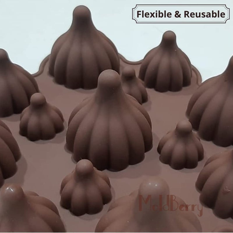 MoldBerry Modak Mould 13 8 Cavity Small Big Modak Shape Chocolate Silicone Mould for Modak Ganesh Chaturthi Festivals Pack of 2 Multi Color - Image 3