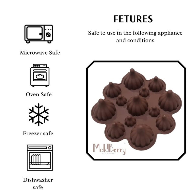 MoldBerry Modak Mould 13 8 Cavity Small Big Modak Shape Chocolate Silicone Mould for Modak Ganesh Chaturthi Festivals Pack of 2 Multi Color - Image 5