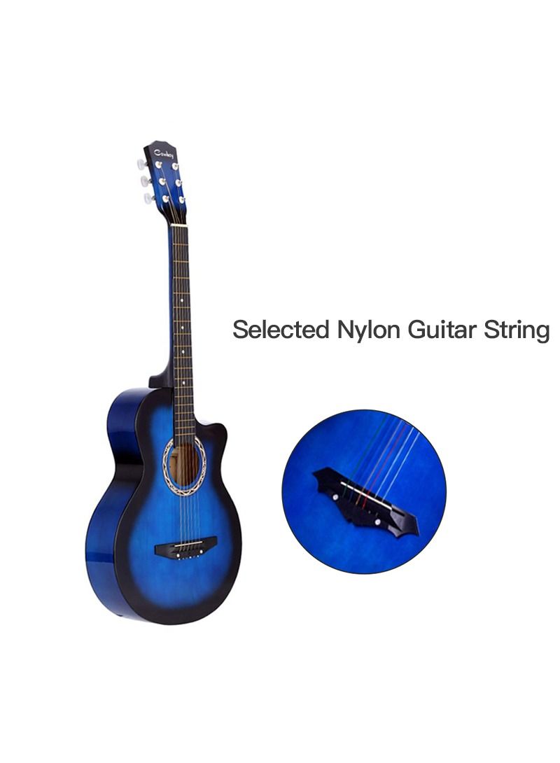 ammoon جيتار صوتي شعبي 6 أوتار مقاس 40 بوصة، جيتار مصنوع من الخشب الصلب (أزرق) - Image 5