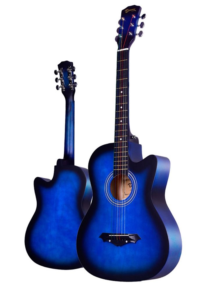 ammoon جيتار صوتي شعبي 6 أوتار مقاس 40 بوصة، جيتار مصنوع من الخشب الصلب (أزرق) - Image 2