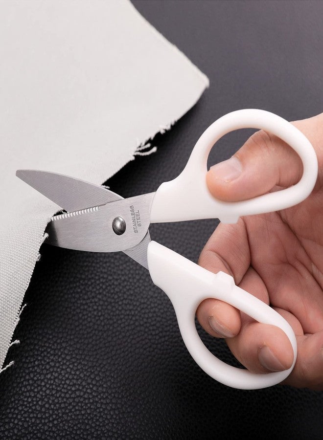 HITOPTY White Multipurpose Scissors, 6in Straight Sturdy Sharp Scissors for Office School Student Home General Use Sewing Fabric Craft Supplies with Cover - Image 4