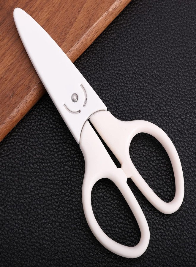 HITOPTY White Multipurpose Scissors, 6in Straight Sturdy Sharp Scissors for Office School Student Home General Use Sewing Fabric Craft Supplies with Cover - Image 2