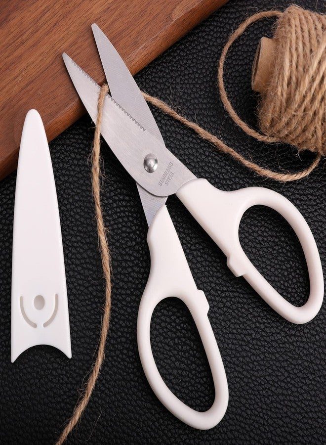HITOPTY White Multipurpose Scissors, 6in Straight Sturdy Sharp Scissors for Office School Student Home General Use Sewing Fabric Craft Supplies with Cover - Image 3