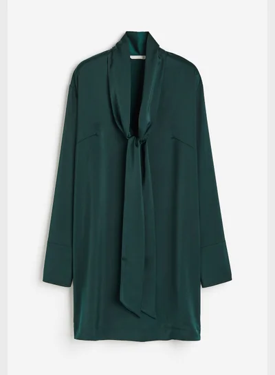 H&M Emerald Tie-Neck Dress