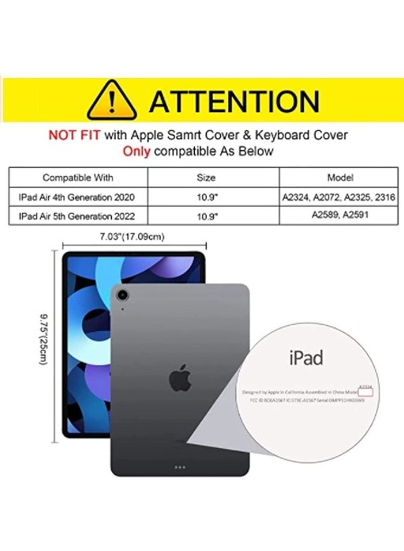 Rock Pow Case for iPad Air 11-Inch M2 (2024), iPad Air 5/4 (2022/2020 5th/4th Generation 10.9-Inch) Support Apple Pencil 2nd Gen Charging - Image 5