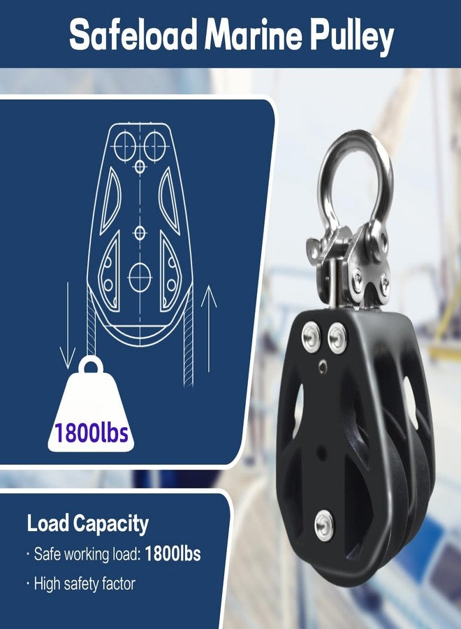 RiaYer Double Swivel 35mm Sailing Block，Compact and Lightweight for Marine and Industrial Applications，Supports 1800 lbs (800 kg) Breaking Load，Fits 10 mm Line for Versatile Use - Image 5