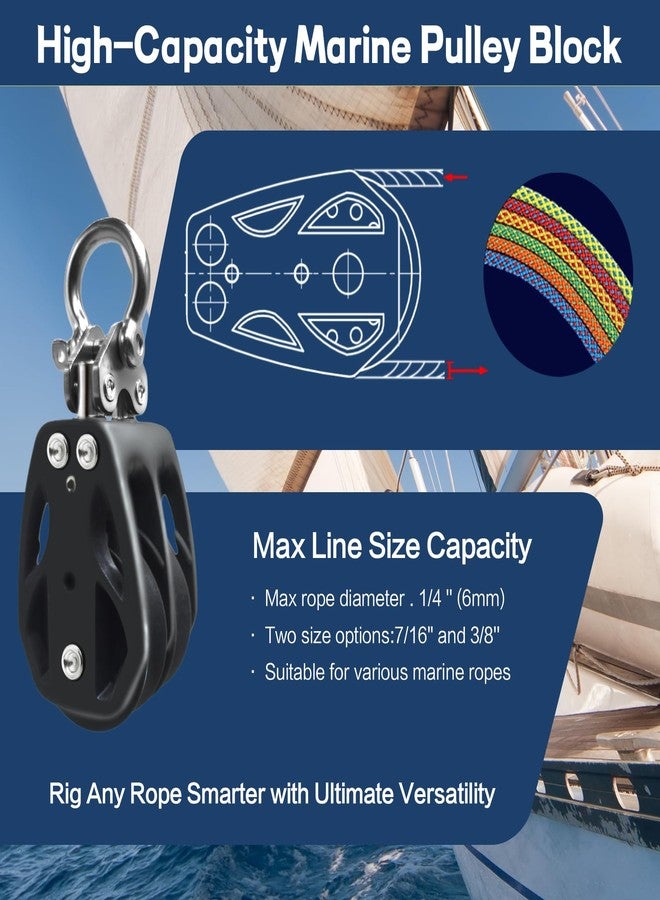 RiaYer Double Swivel 35mm Sailing Block，Compact and Lightweight for Marine and Industrial Applications，Supports 1800 lbs (800 kg) Breaking Load，Fits 10 mm Line for Versatile Use - Image 4