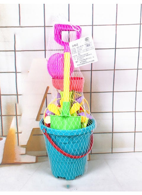 7-Piece Hourglass Toy Set with Large Thickened Plastic Shovel and Beach Bucket for Endless Beach Adventures
