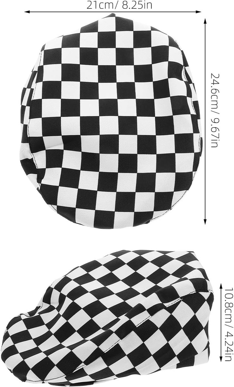 Chef Beret Hat Black White Checkered Kitchen Cooking Cap Food Service Uniform for Men Women Restaurant Waiter Attire - Image 2