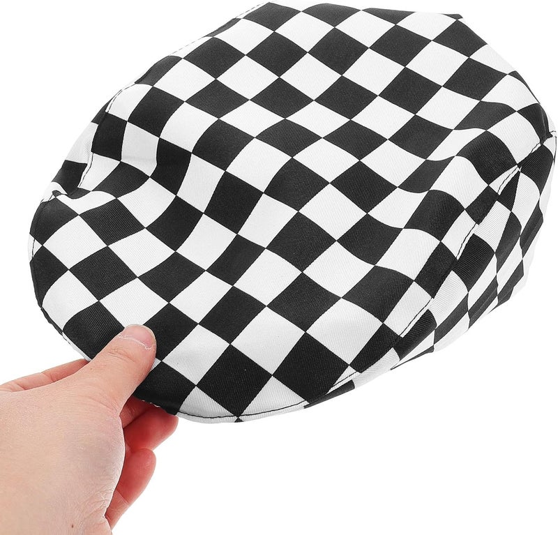Chef Beret Hat Black White Checkered Kitchen Cooking Cap Food Service Uniform for Men Women Restaurant Waiter Attire - Image 3