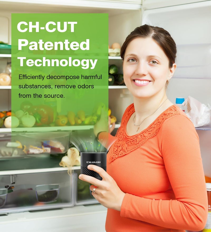 Exluvon Refrigerator Deodorizer, Fridge Odor Eliminator Lasts for 10 Years, Household Essentials Travel Size Air Purifiers, More Effective Than Baking Soda and Bamboo Charcoal Air Purifying Bag, Black - Image 2