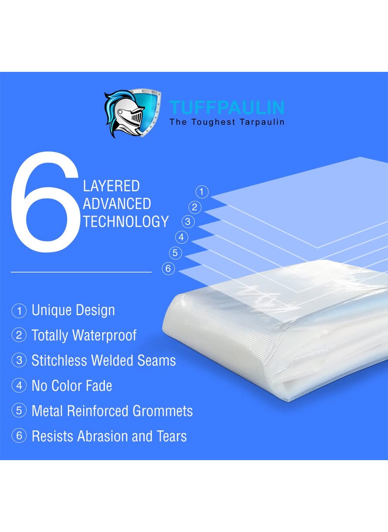 TUFFPAULIN TUFFPAULIN 9FT X 6FT 120 GSM Transparent Tarpaulin Tirpal Tadpatri Tharpai Thadika Extra Strong Reinforced Eyelets UV Resistant 100 Waterproof Virgin 6 Layer MLCL 3D Rib Technology1 No  - Image 3