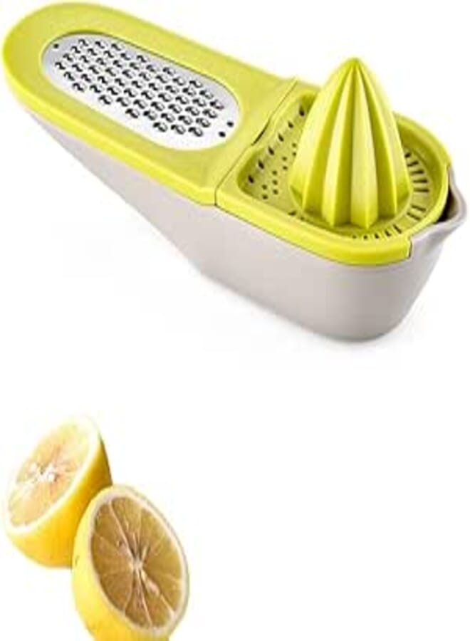 AMERTEER Lemon Squeezer Easy To Use - Manual Hand Squeezer | Multi-Function Citrus Lemon Manual Juicer With Manual Grinder, Non-Slip Base, 2 In 1 Professional Kitchen Tool (Green)