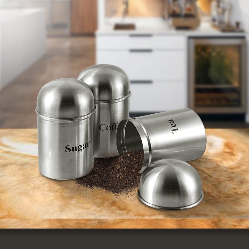 Kraft High Dome Stainless Steel Tea Sugar Containers Set of 2-350 ml each | Airtight, Break Resistance, BPA Free | Compact Design Container for Kitchen - Image 2