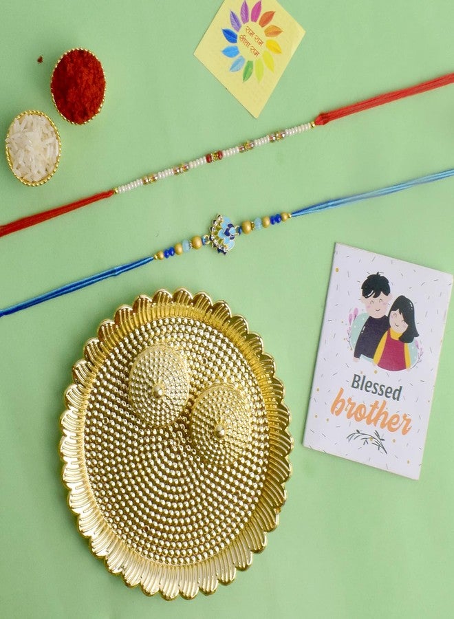 SATVIK STORE SATVIK 2 Pc Rakhi for Brother Bhaiya Bhabhi Traditional Handmade Quality Assorted Designer Rakhi Set Roli Chawal, Greeting Card & Soun Stickers Rakhi Thread Rakhdi Bracelets Rakshabandhan (Design 10) - Image 2