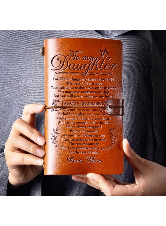 هدية من الأم لابنتها، دفتر يوميات جلدي لابنتي، دفتر يوميات قابل لإعادة التعبئة من 140 صفحة، هدايا عيد ميلاد لابنة من أمها، هدايا للأم وابنتها للبالغات - Image 2