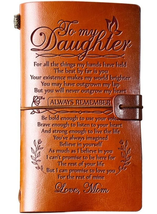 هدية من الأم لابنتها، دفتر يوميات جلدي لابنتي، دفتر يوميات قابل لإعادة التعبئة من 140 صفحة، هدايا عيد ميلاد لابنة من أمها، هدايا للأم وابنتها للبالغات - Image 1