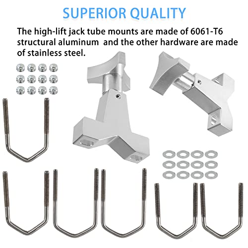 YESHMA High-Lift Jack Tube Mount 1-2.5" (Round/Square) Compatible with Tube Bumpers,Bull Bars,Roll Cages and Roof Racks (Silver) - Image 2