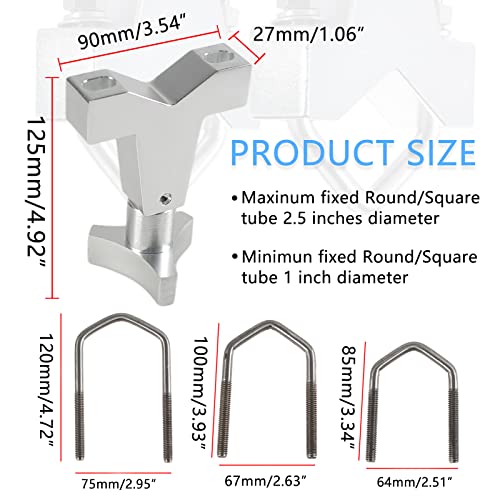 YESHMA High-Lift Jack Tube Mount 1-2.5" (Round/Square) Compatible with Tube Bumpers,Bull Bars,Roll Cages and Roof Racks (Silver) - Image 4