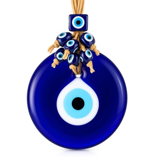 Candymosa 3.5" Turkish Evil Eye Decor Ornament - Blue Evil Eye Wall Hanging in a Box - Home Protection Charm Evil Eye Wall Decor - Turkish Nazar Amulet (Blue, 1pcs) - Image 1