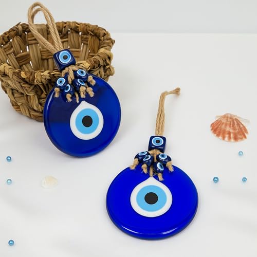 Candymosa 3.5" Turkish Evil Eye Decor Ornament - Blue Evil Eye Wall Hanging in a Box - Home Protection Charm Evil Eye Wall Decor - Turkish Nazar Amulet (Blue, 1pcs) - Image 3