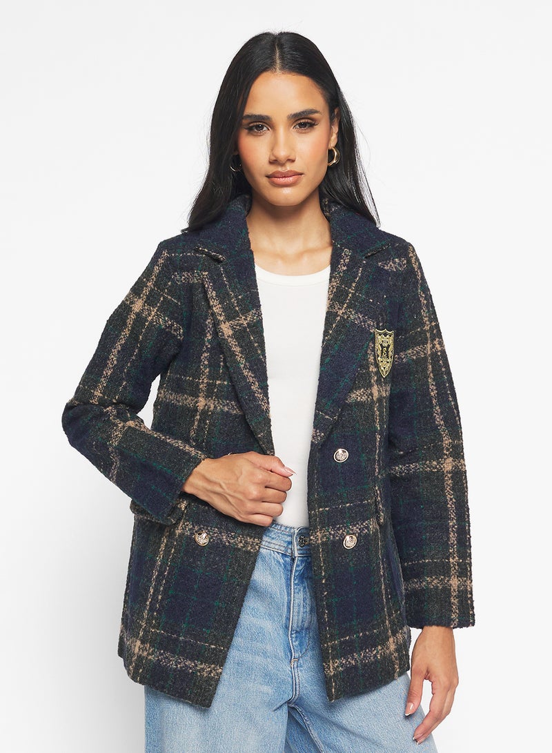 جينجر معطف صوف طويل كاروهات - Image 1