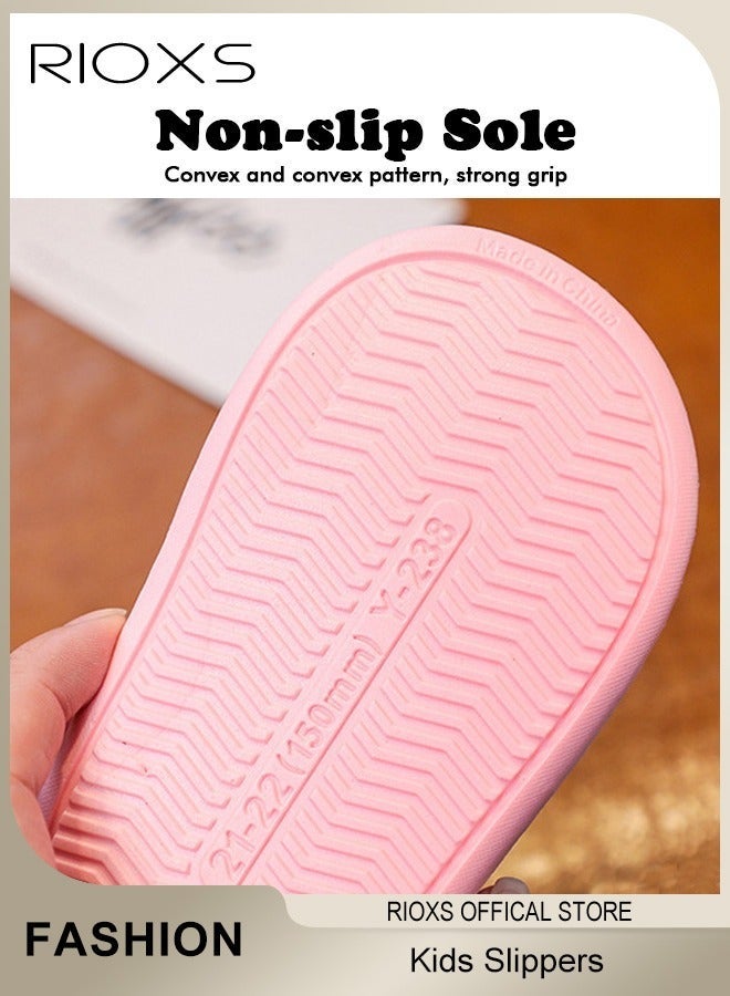 Kids Flat Slippers, Cute Patterns Toddler Unisex Slippers, Comfy Slip-on Slippers for Boys Girls, Anti-Slip Shower Sliders, Soft Sole Open Toe Sandals, Quick Dry Bath Slides, Slippers for Bathroom Summer Pool,  Indoor Outdoor Beach Slippers, Pink Strawberry Slippers - Image 4