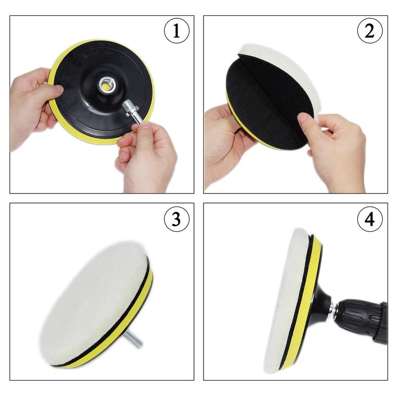 TuhooMall Car Foam Polishing Buffing Kit, Polishing Buffing Pads, Wool Pads,Polishing & Buffing Wheels, for Headlights & Body Foam Wax & Buffer Kits (27) - Image 4